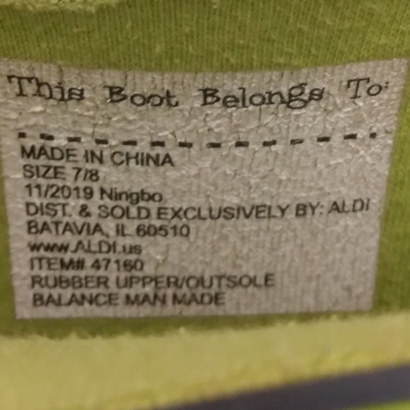 Lily and Dan black and lime green dinosaur fossil rainboots KIDS size 7/8 - Picture 6 of 7